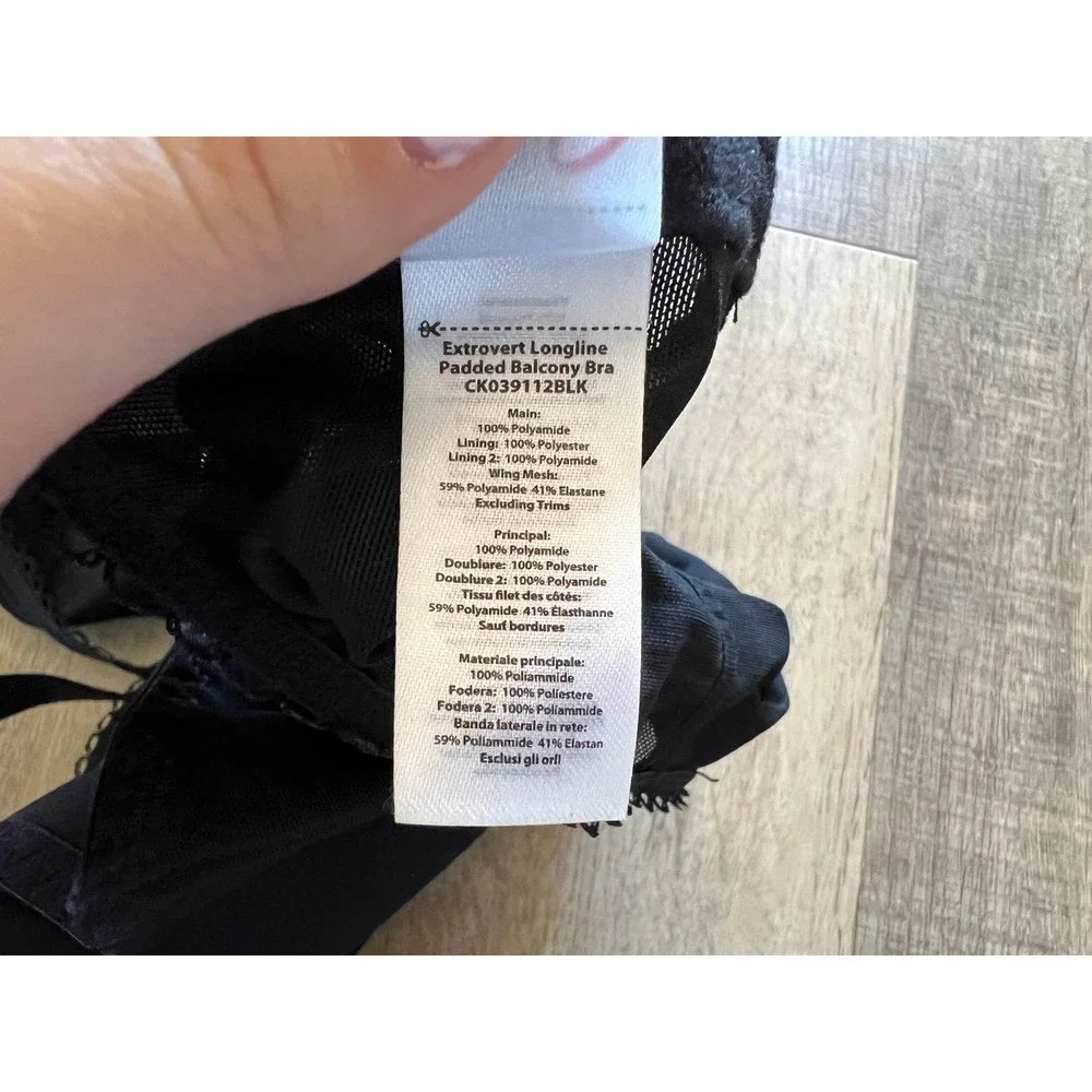 Curvy Kate Extrovert Longline Padded Balcony Bra Black 34J US CK039112BLK
